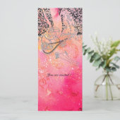 ピンクのフューシャのスパークルに満ちたロマンティックな恋人たち 招待状 (スタンド正面)