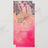 ピンクのフューシャのスパークルに満ちたロマンティックな恋人たち 招待状 (正面/裏面)