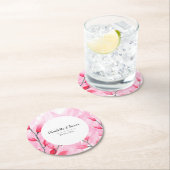 ピンクのフュージョン水モノグラムの色 ラウンドペーパーコースター (インサイチュ)