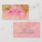ピンクのフラインゴの水彩 ビジネスカード２枚 名刺 (正面/裏面)
