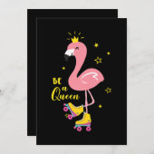 ピンクのフラインゴ スケート ローラー 女性 少女 王様になろう セーブザデート (正面/裏面)