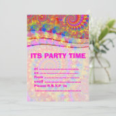 ピンクのフラクタルアートパターン 招待状 (スタンド正面)