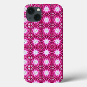 ピンクのフラクタルフラワーマンダラ iPhone 13ケース