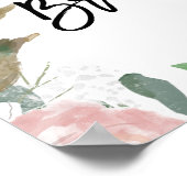 ピンクのフラッシュ フラワーブライダルシャワー ウェルカムサイン ポスター (角)