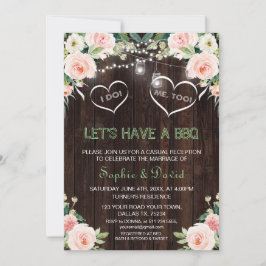 ピンクのフラッシュ フラワーライト オールドウッド 私も BBQ 招待状