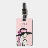 ピンクのフラッパー女の子のパーソナライズされたラゲッジタグ ラゲッジタグ (正面縦)