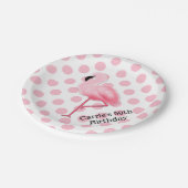 ピンクのフラミンゴおよび水玉模様のカスタムな紙皿 ペーパープレート (アングル)