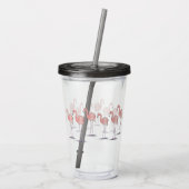 ピンクのフラミンゴかわいいカラフルオリジナルアート アクリルタンブラー (裏面)