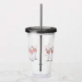 ピンクのフラミンゴかわいいカラフルオリジナルアート アクリルタンブラー (右)