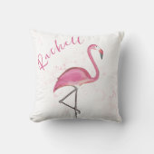 ピンクのフラミンゴかわいいパーソナライズされた名前 クッション (正面)