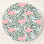 ピンクのフラミンゴが可愛いパームの葉を持つドームコースター コースター (正面)