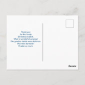 ピンクのフラミンゴが赤いサンタ帽を被ったクリスマスお礼メッセージ ポストカード (裏面)