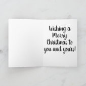 ピンクのフラミンゴが赤い漫画のサンタ帽子をかぶったクリスマス シーズンカード (内部)