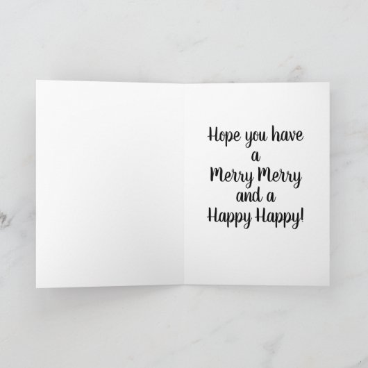 ピンクのフラミンゴが赤い漫画のサンタ帽子をかぶったクリスマス シーズンカード (内部)