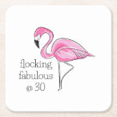 ピンクのフラミンゴが30で素晴らしい スクエアペーパーコースター (正面)