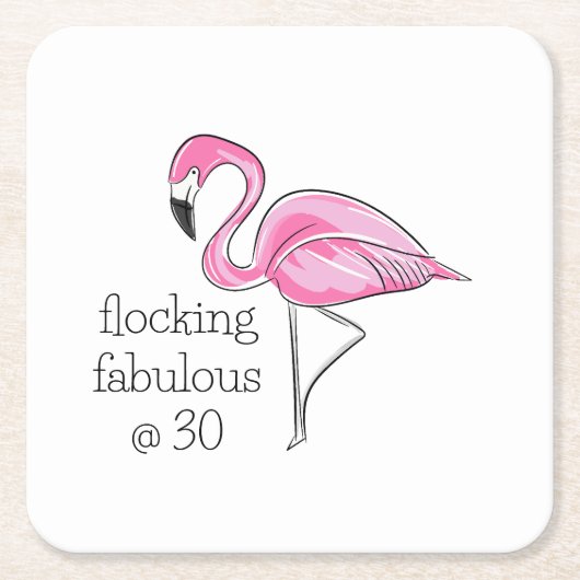 ピンクのフラミンゴが30で素晴らしい スクエアペーパーコースター (正面)