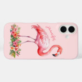 ピンクのフラミンゴとトロピカルフラワー Case-Mate iPhoneケース (裏面 (横))