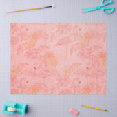 ピンクのフラミンゴとパイナップル 薄葉紙 (クラフト)