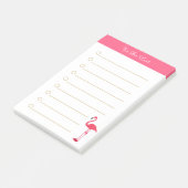 ピンクのフラミンゴと書が白い線で並ぶ ポストイット (アングル)