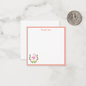 ピンクのフラミンゴと花ありがとうノートカード ノートカード (正面/裏面インサイチュ)