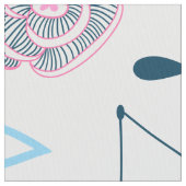 ピンクのフラミンゴと花柄 ファブリック (クローズアップ)