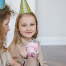 ピンクのフラミンゴと花 コーヒーマグカップ