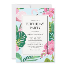 ピンクのフラミンゴと蘭の熱帯誕生日パーティー