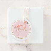ピンクのフラミンゴと金ゴールドとフレームパーソナライズされた フェイバータグ (インサイチュ)
