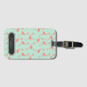 ピンクのフラミンゴのかわいいパターン|はあなたの名前を加えます ラゲッジタグ (正面横)