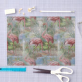 ピンクのフラミンゴのやしモザイクティッシュペーパー 薄葉紙 (クラフト)