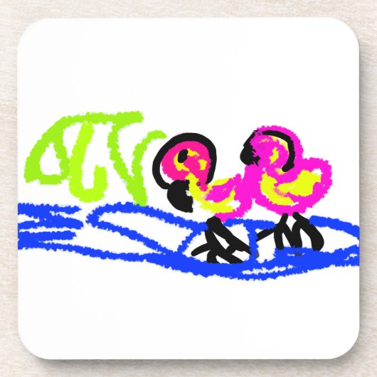 ピンクのフラミンゴのウェディングサマー コースター (正面)