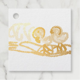 ピンクのフラミンゴのウェディングサマー フェイバータグ