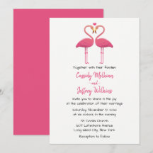 ピンクのフラミンゴのウェディングトロピカルサマー海辺