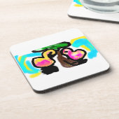 ピンクのフラミンゴのウェディング コースター (左側)