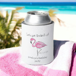 ピンクのフラミンゴのカスタマイズデザインでLet's Get Flocked Up 缶クーラー