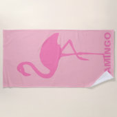 ピンクのフラミンゴのカスタマイズ ビーチタオル (正面)