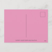 ピンクのフラミンゴのキューピッドと飛んでいるハートのバレンタイン シーズンポストカード (裏面)