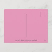 ピンクのフラミンゴのキューピッドと飛んでいるハートのバレンタイン シーズンポストカード (裏面)