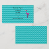 ピンクのフラミンゴのターコイズのシェブロン 名刺 (正面/裏面)