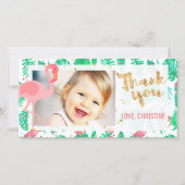 ピンクのフラミンゴのトロピカルオ感謝していユー サンキューカード (正面)