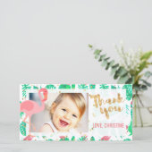 ピンクのフラミンゴのトロピカルオ感謝していユー サンキューカード (スタンド正面)