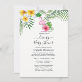 ピンクのフラミンゴのトロピカルドライブ（シャワー付） 招待状 (正面)