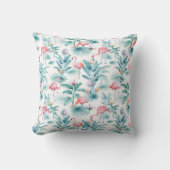 ピンクのフラミンゴのトロピカル離れのパターン クッション (正面)