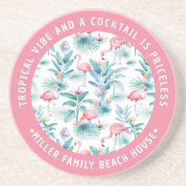 ピンクのフラミンゴのトロピカル離れのパターン コースター