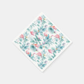 ピンクのフラミンゴのトロピカル離れのパターン スタンダードカクテルナプキン (角)