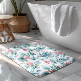 ピンクのフラミンゴのトロピカル離れのパターン バスマット