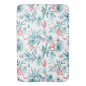 ピンクのフラミンゴのトロピカル離れのパターン バスマット (正面縦)