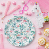 ピンクのフラミンゴのトロピカル離れのパターン ペーパープレート (パーティー)