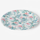 ピンクのフラミンゴのトロピカル離れのパターン ペーパープレート (アングル)