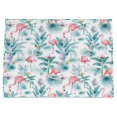 ピンクのフラミンゴのトロピカル離れのパターン ラージペーパーバッグ (正面)